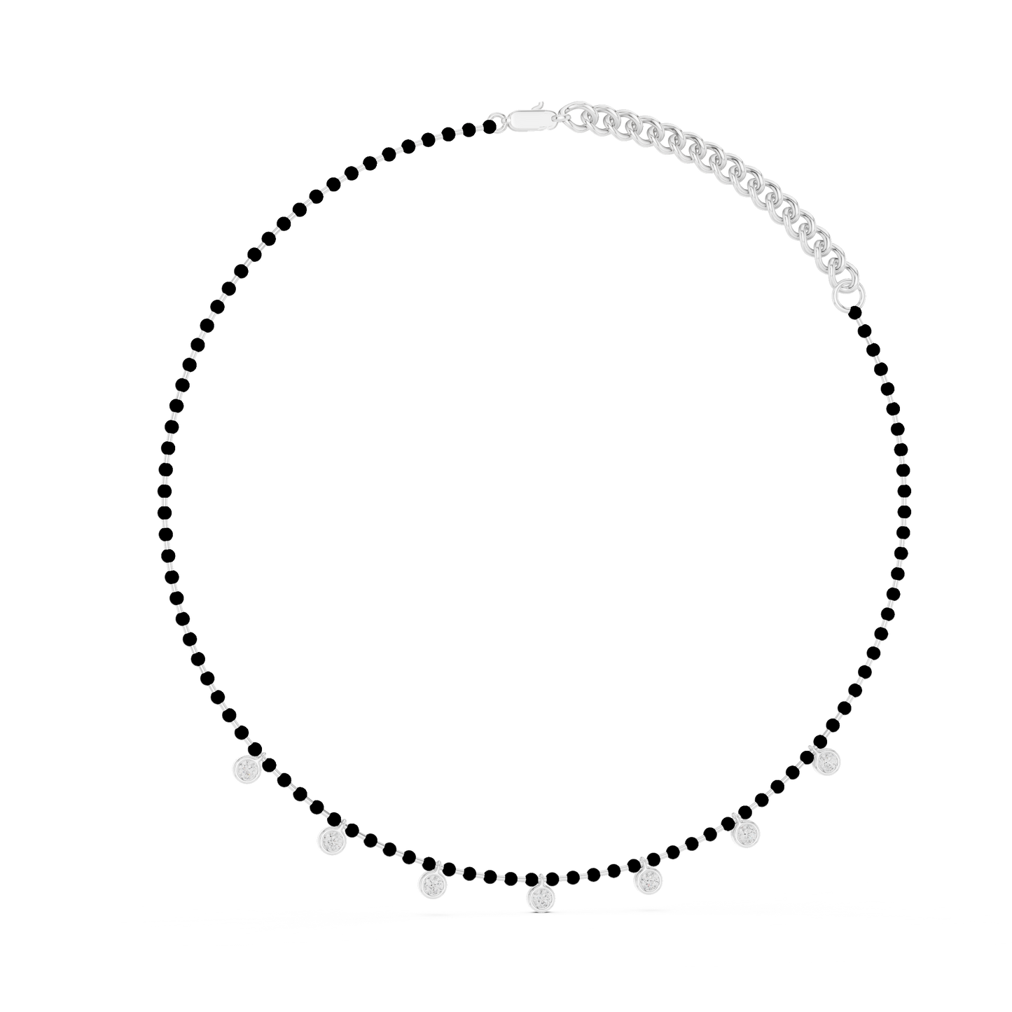 7 Stone 10k Solid White Gold Round Cut Lab Grown & Natural Diamond Graduation Necklace For Anniversary Gift