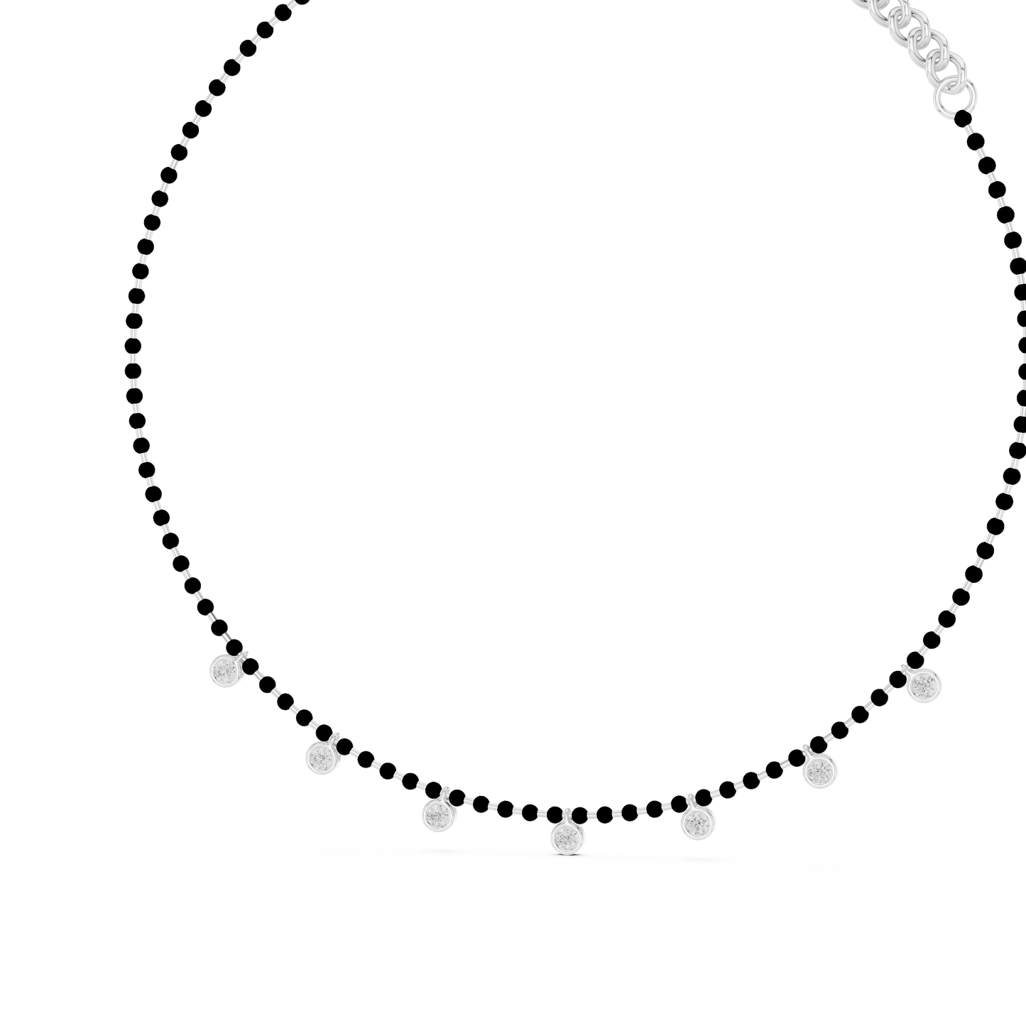 7 Stone 10k Solid White Gold Round Cut Lab Grown & Natural Diamond Graduation Necklace For Anniversary Gift