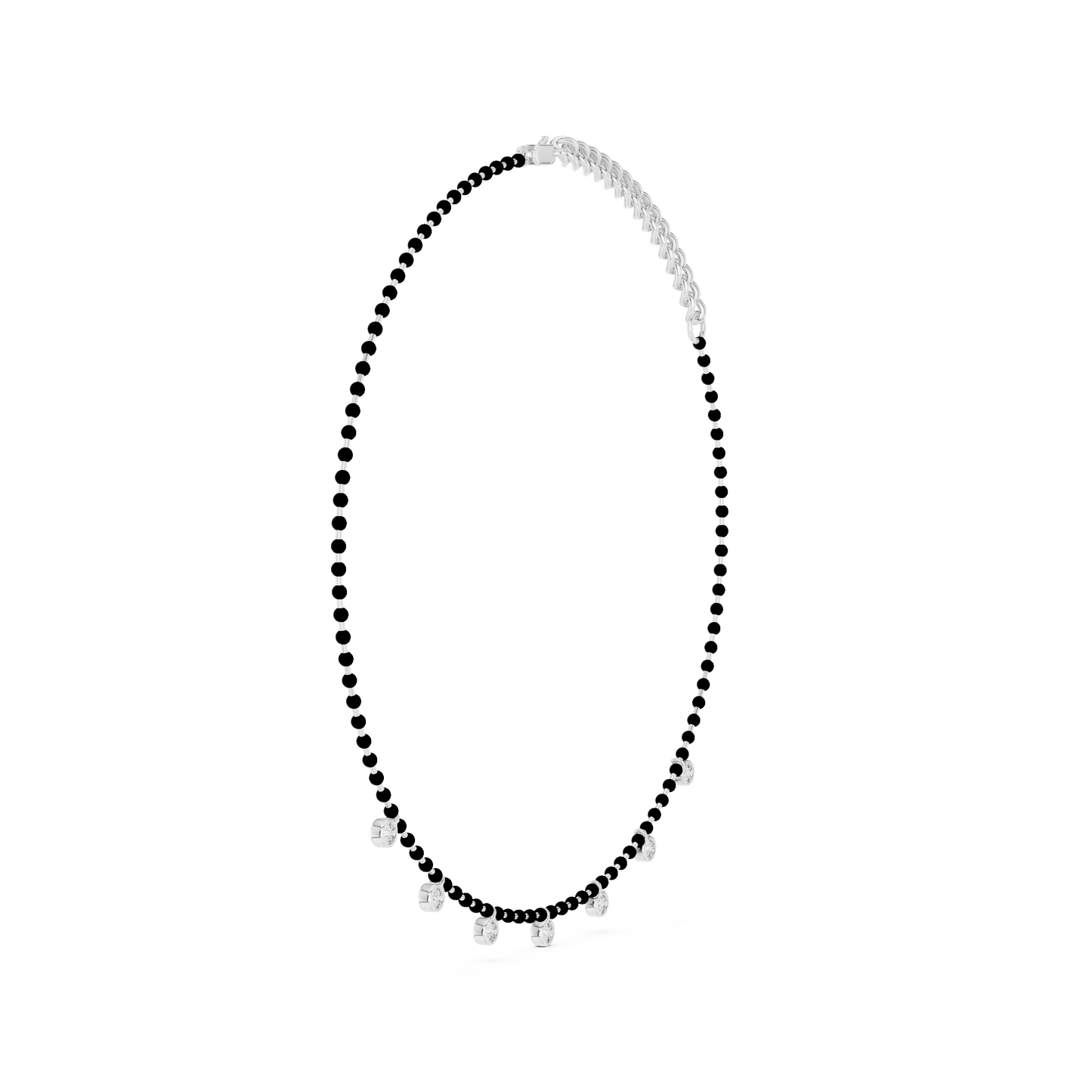 7 Stone 10k Solid White Gold Round Cut Lab Grown & Natural Diamond Graduation Necklace For Anniversary Gift