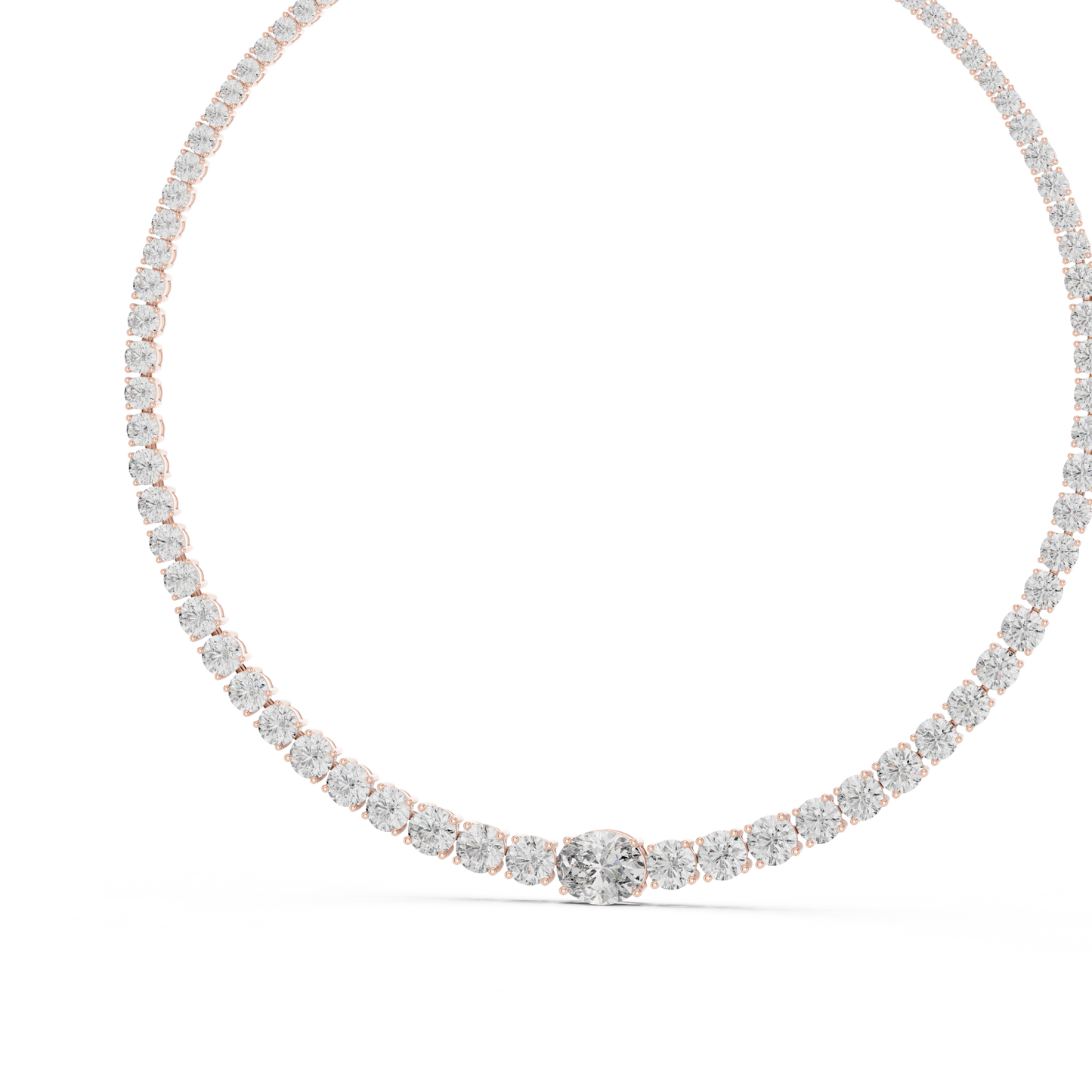 14k Solid Rose Gold Round Cut Lab Grown Diamond fantastic Vintage Diamond Necklace For Bridal Gift