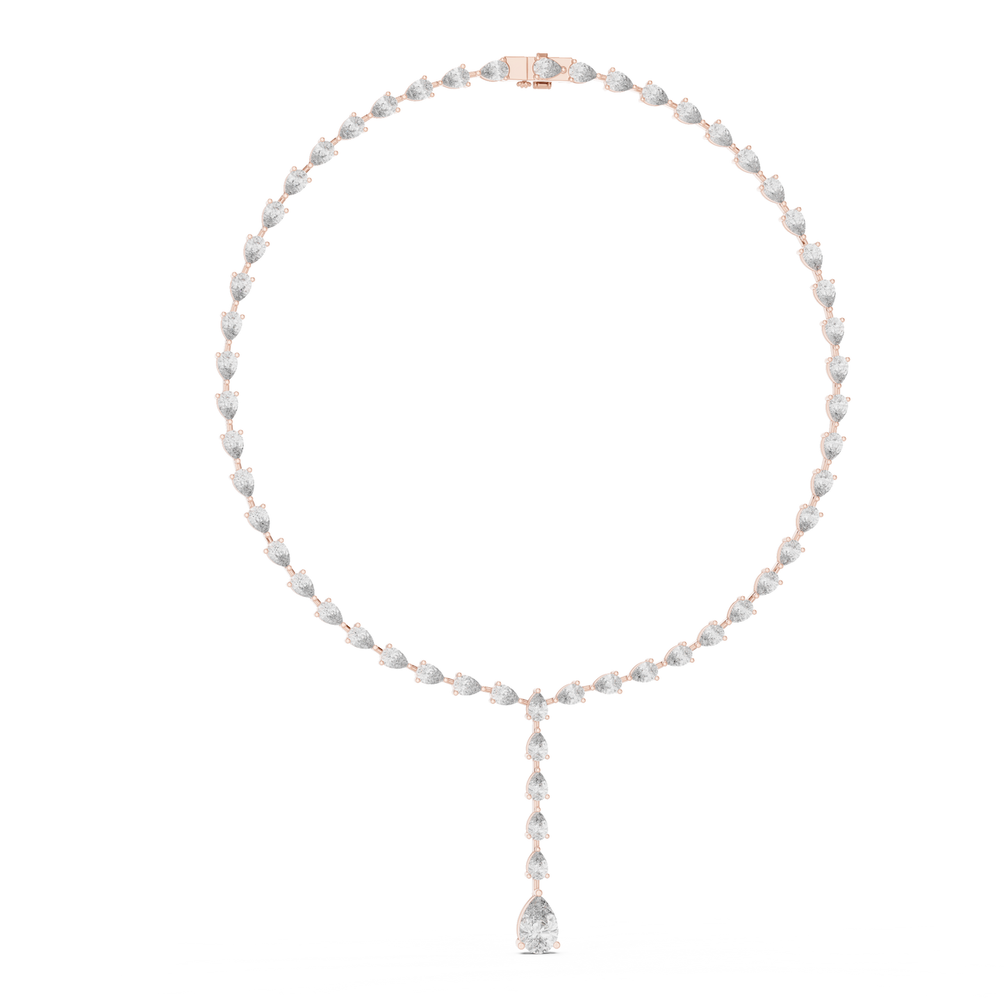 10k Solid White Gold Pear Shape Lab Grown Diamond With Tennis Classic Women Diamond Necklace