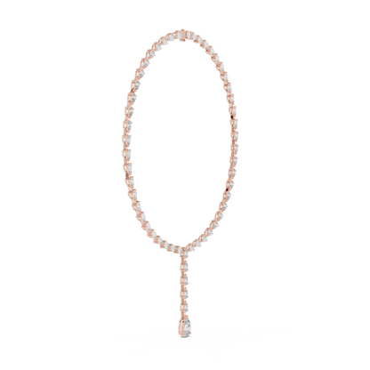 10k Solid White Gold Pear Shape Lab Grown Diamond With Tennis Classic Women Diamond Necklace
