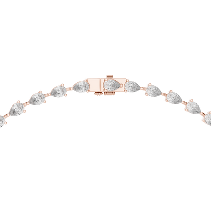 10k Solid White Gold Pear Shape Lab Grown Diamond With Tennis Classic Women Diamond Necklace