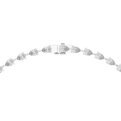 10k Solid White Gold Pear Shape Lab Grown Diamond With Tennis Classic Women Diamond Necklace