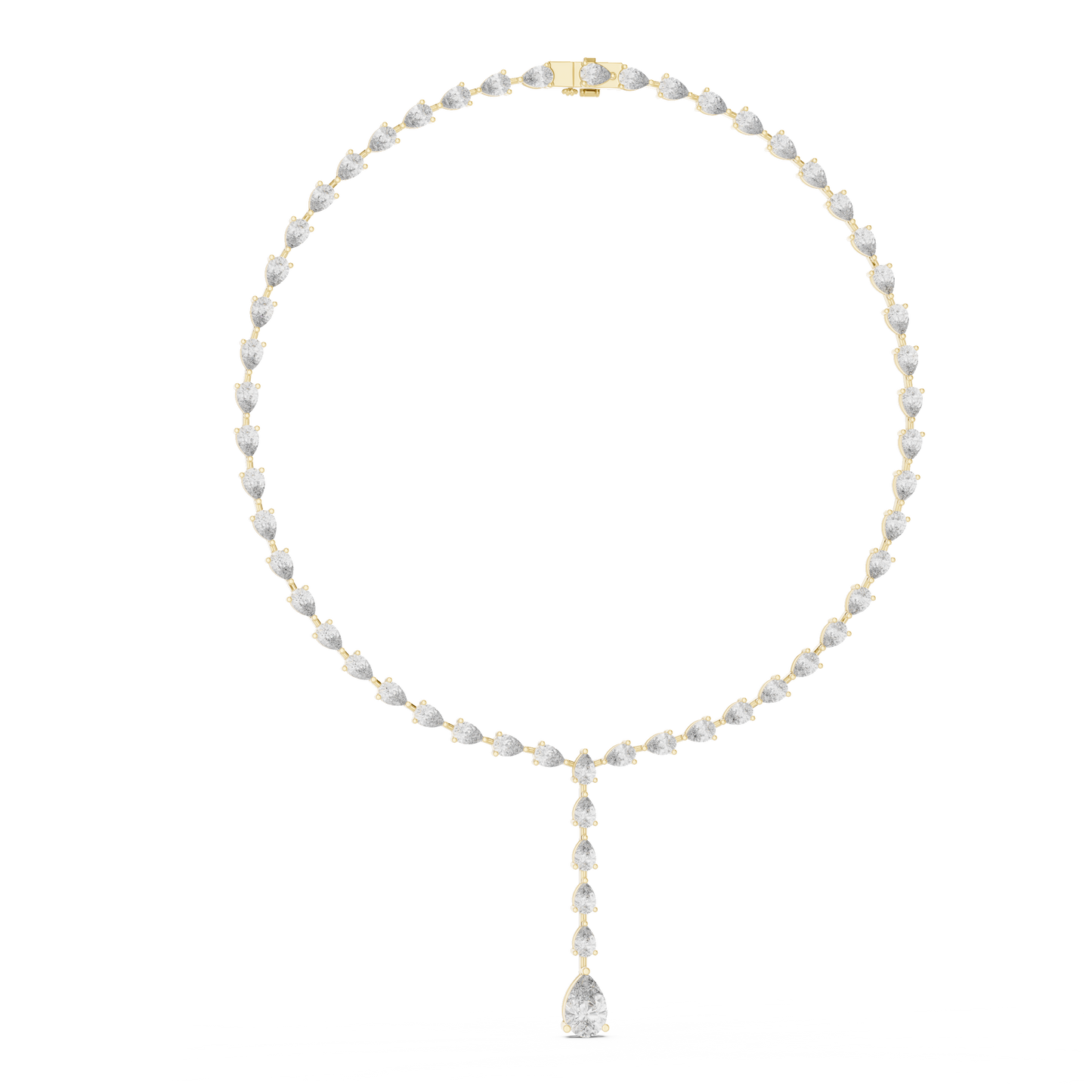 10k Solid White Gold Pear Shape Lab Grown Diamond With Tennis Classic Women Diamond Necklace