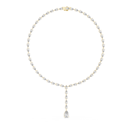10k Solid White Gold Pear Shape Lab Grown Diamond With Tennis Classic Women Diamond Necklace