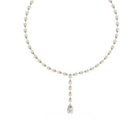 10k Solid White Gold Pear Shape Lab Grown Diamond With Tennis Classic Women Diamond Necklace