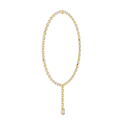10k Solid White Gold Pear Shape Lab Grown Diamond With Tennis Classic Women Diamond Necklace