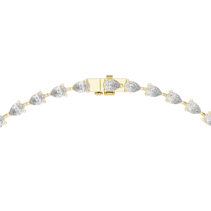 10k Solid White Gold Pear Shape Lab Grown Diamond With Tennis Classic Women Diamond Necklace