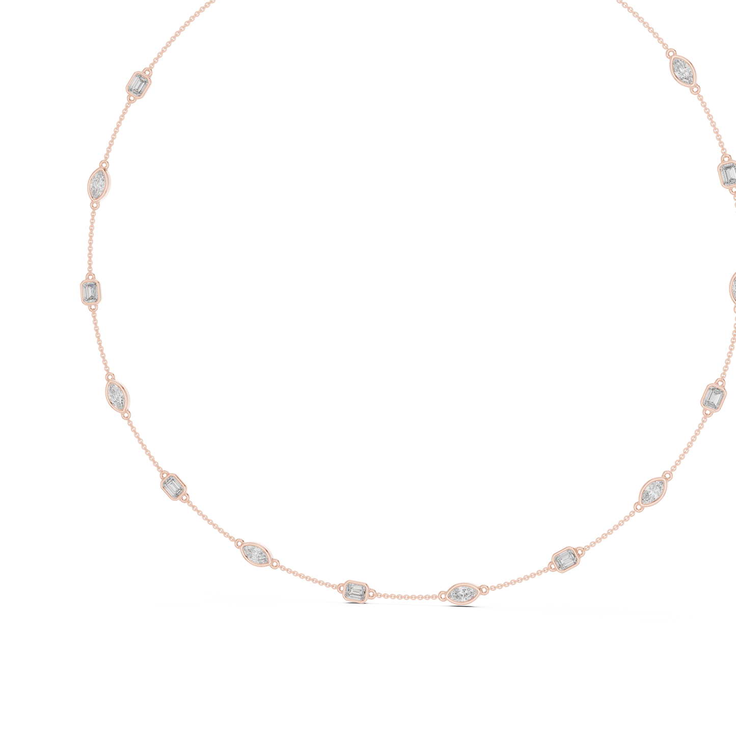 3.15 Ct Emerald & Marquise Cut Lab Grown Diamond Daily Wear Women Diamond Necklace