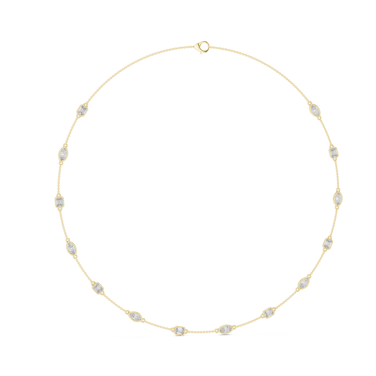 3.15 Ct Emerald & Marquise Cut Lab Grown Diamond Daily Wear Women Diamond Necklace