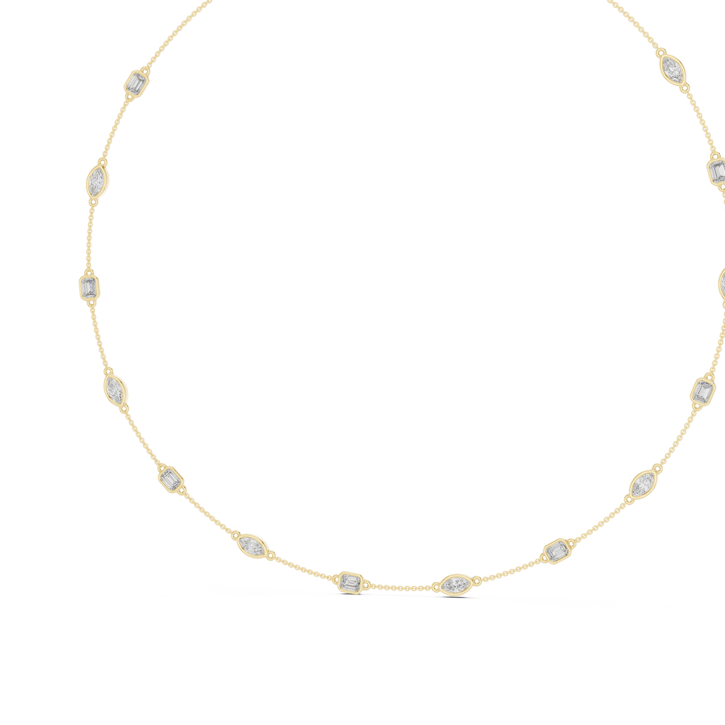 3.15 Ct Emerald & Marquise Cut Lab Grown Diamond Daily Wear Women Diamond Necklace