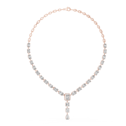 Round, Oval, Emerald At All Shapes Lab grown Diamond 14k Solid Gold Antic Look Diamond Necklace for Her