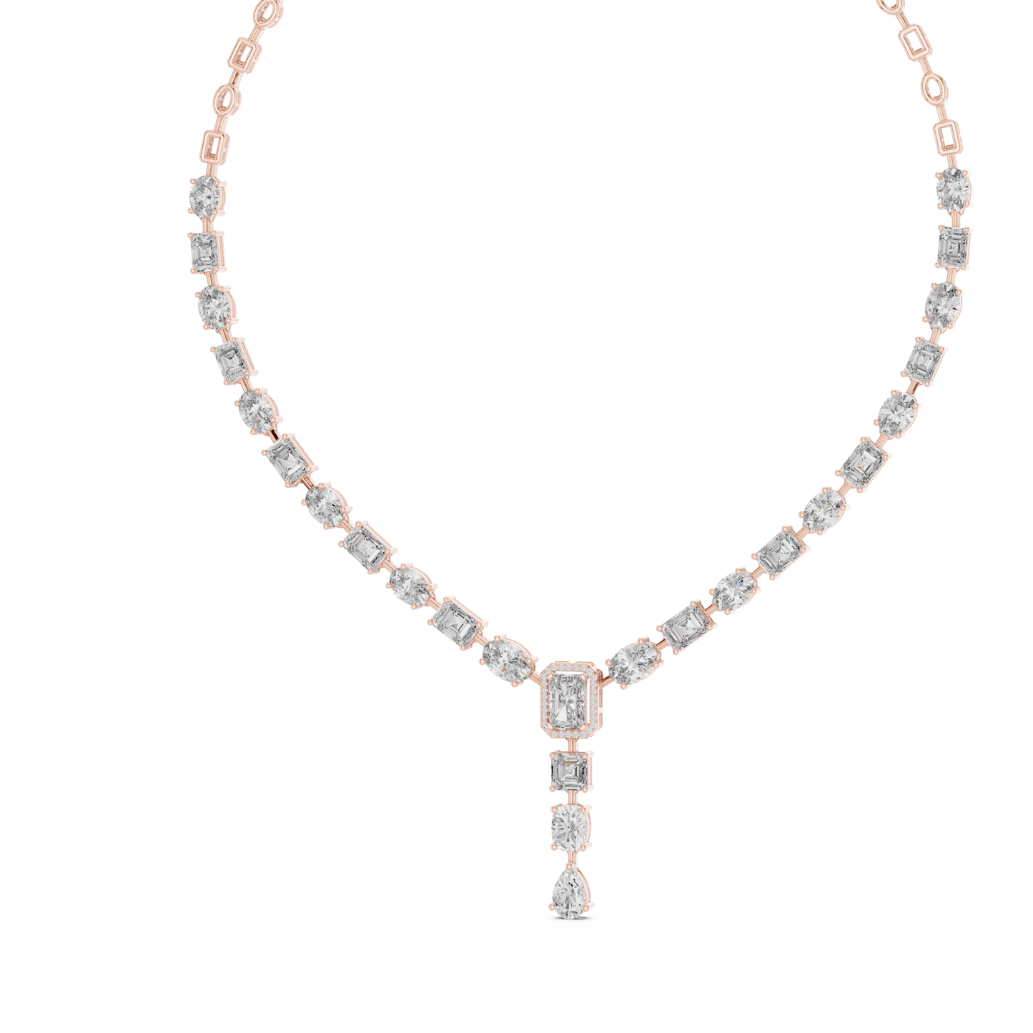 Round, Oval, Emerald At All Shapes Lab grown Diamond 14k Solid Gold Antic Look Diamond Necklace for Her