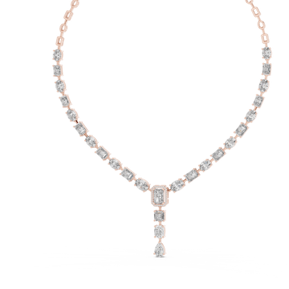 Round, Oval, Emerald At All Shapes Lab grown Diamond 14k Solid Gold Antic Look Diamond Necklace for Her