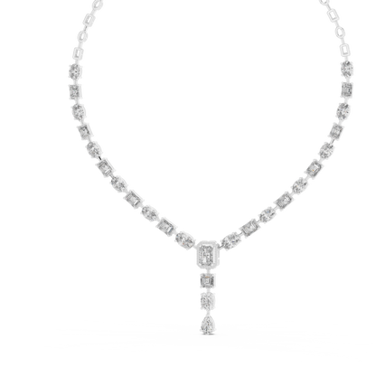 Round, Oval, Emerald At All Shapes Lab grown Diamond 14k Solid Gold Antic Look Diamond Necklace for Her
