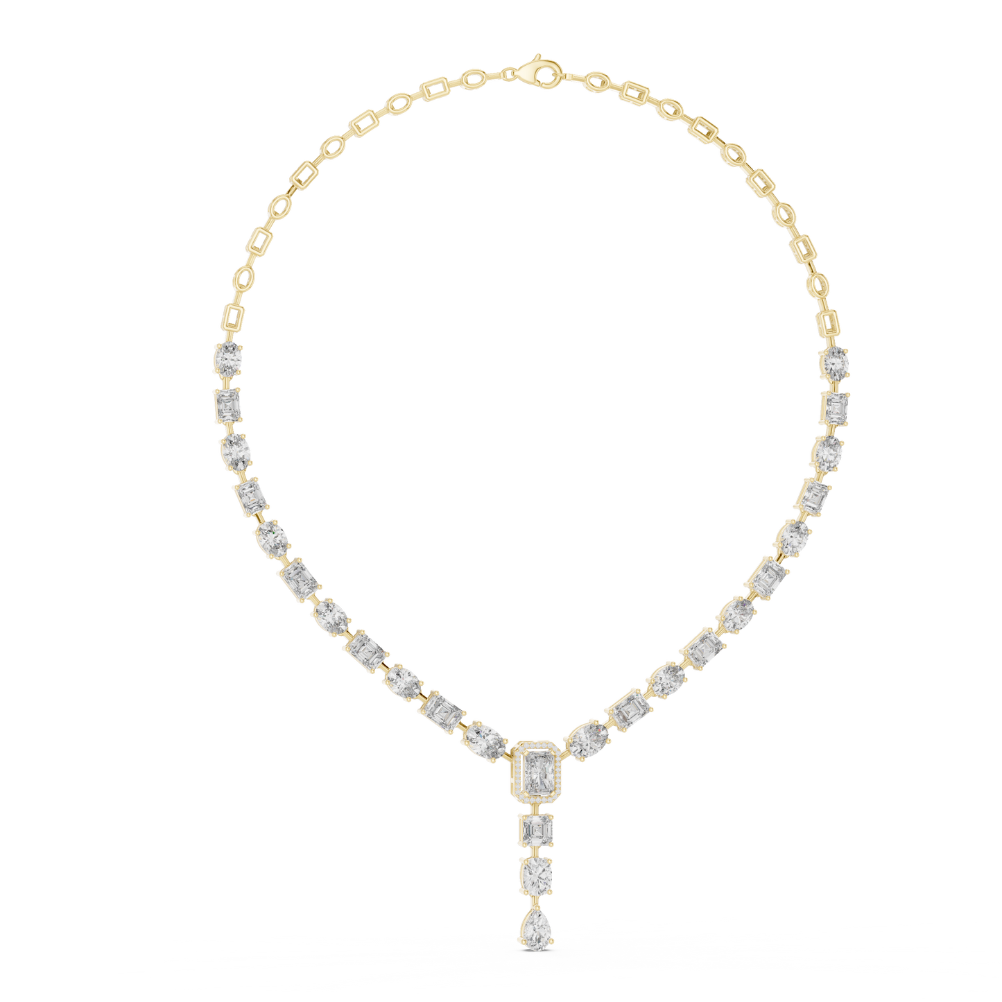 Round, Oval, Emerald At All Shapes Lab grown Diamond 14k Solid Gold Antic Look Diamond Necklace for Her