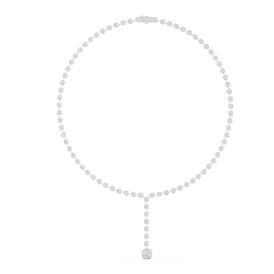 Round Shapes Lab Grown & Natural 13.44 Ct 10k Solid Gold Antiques Tennis Necklace For Her