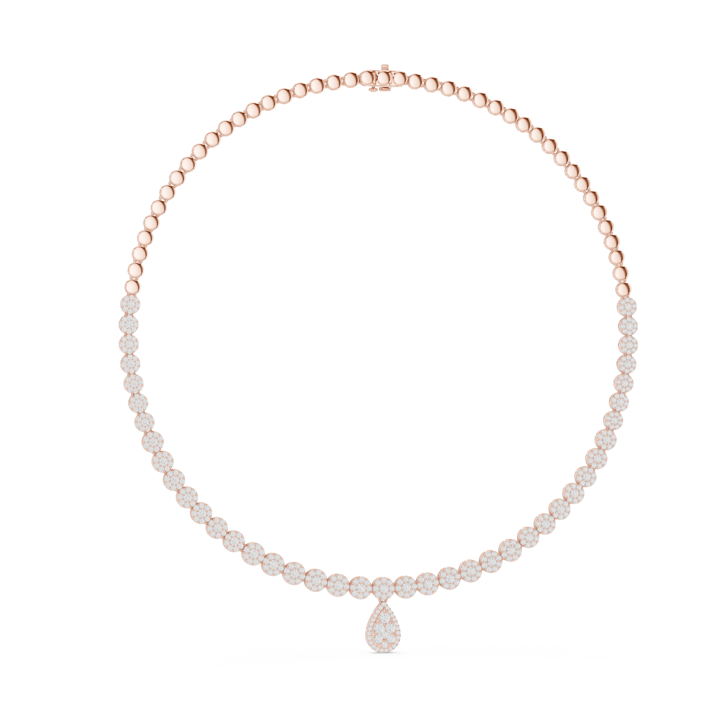 7.26 Ct Round Cut Lab grown & Natural Diamond 14k Solid Rose Gold  Wedding Wear Necklace for Her