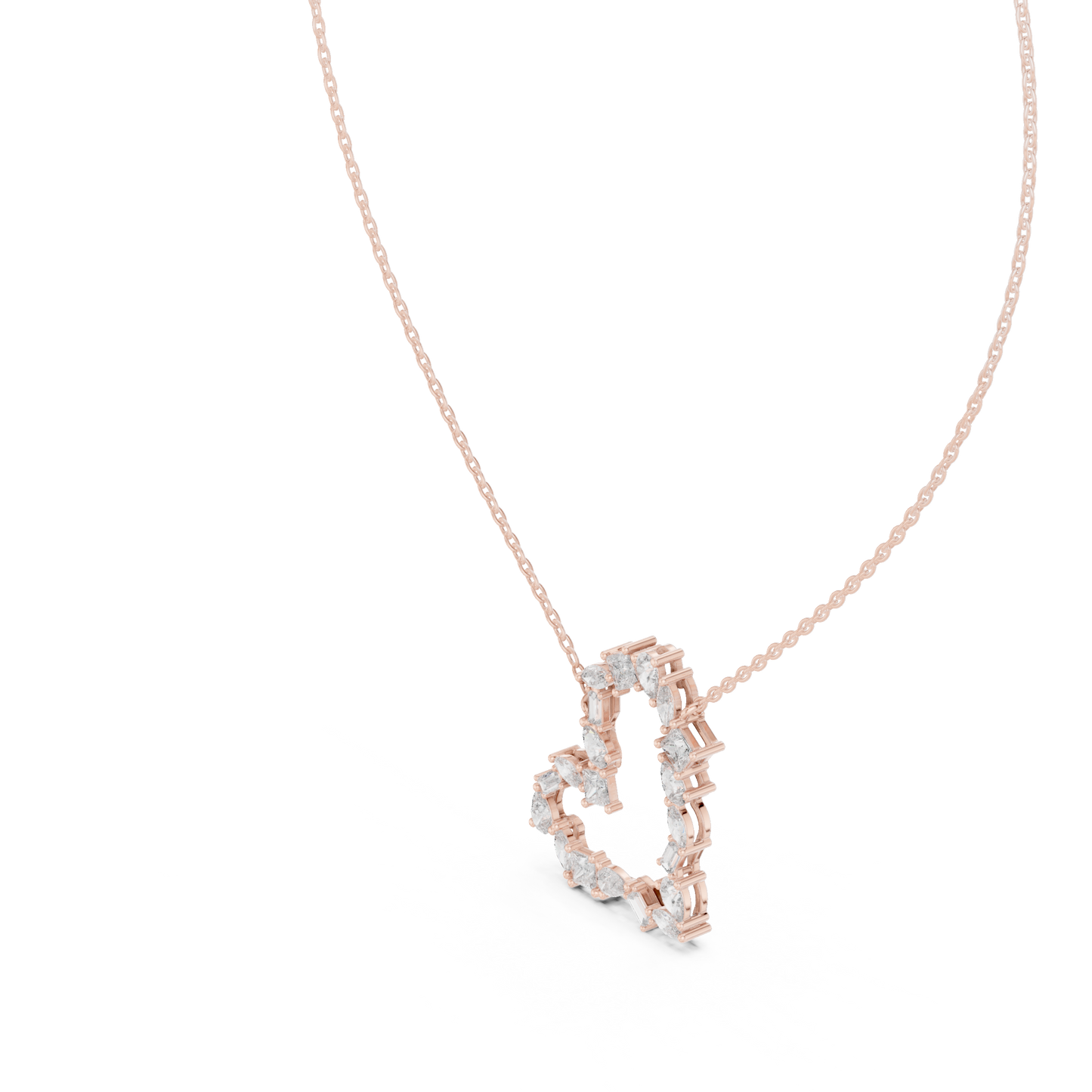 Multiple Diamond Heart Type  2.68 Ct Lab Grown-Natural Classy Every Shining Diamond Pendant For Women