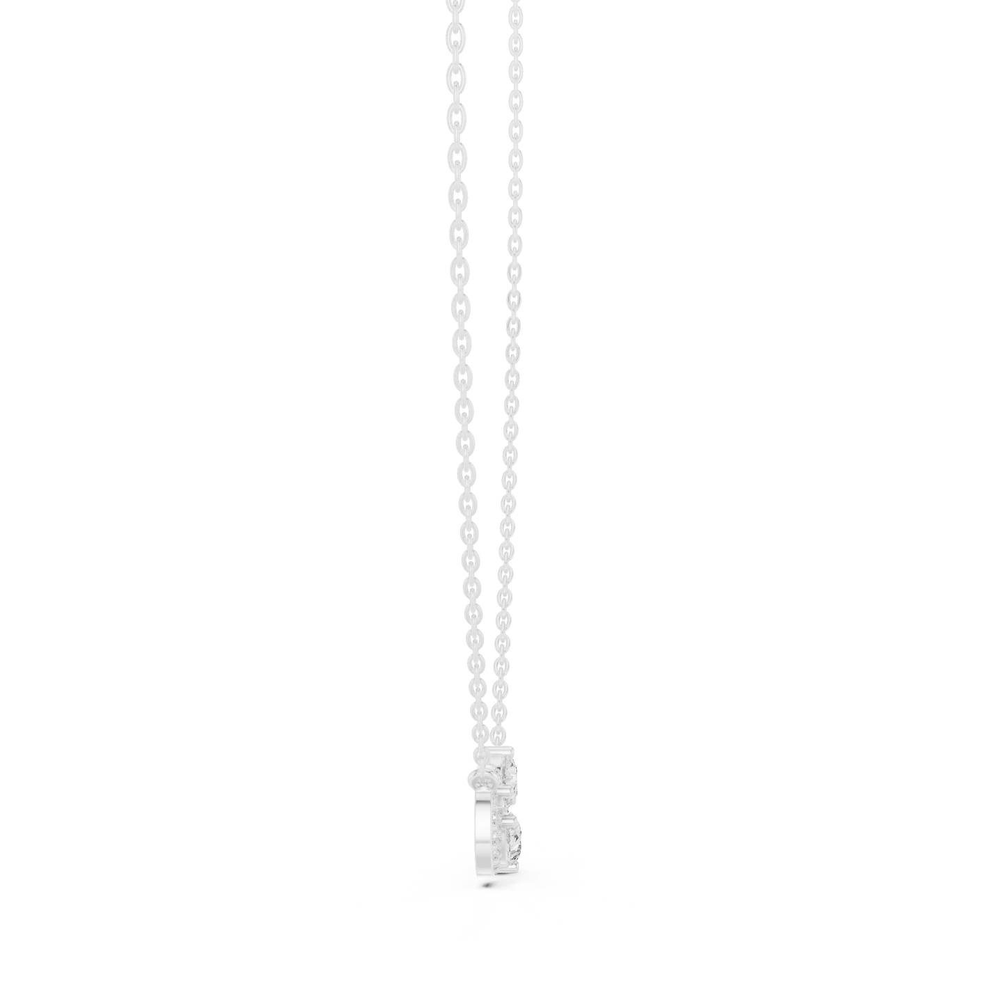 Round & Pear Shape Infinity Type  Shinning 14k Solid White Gold Diamond Pendant For Her