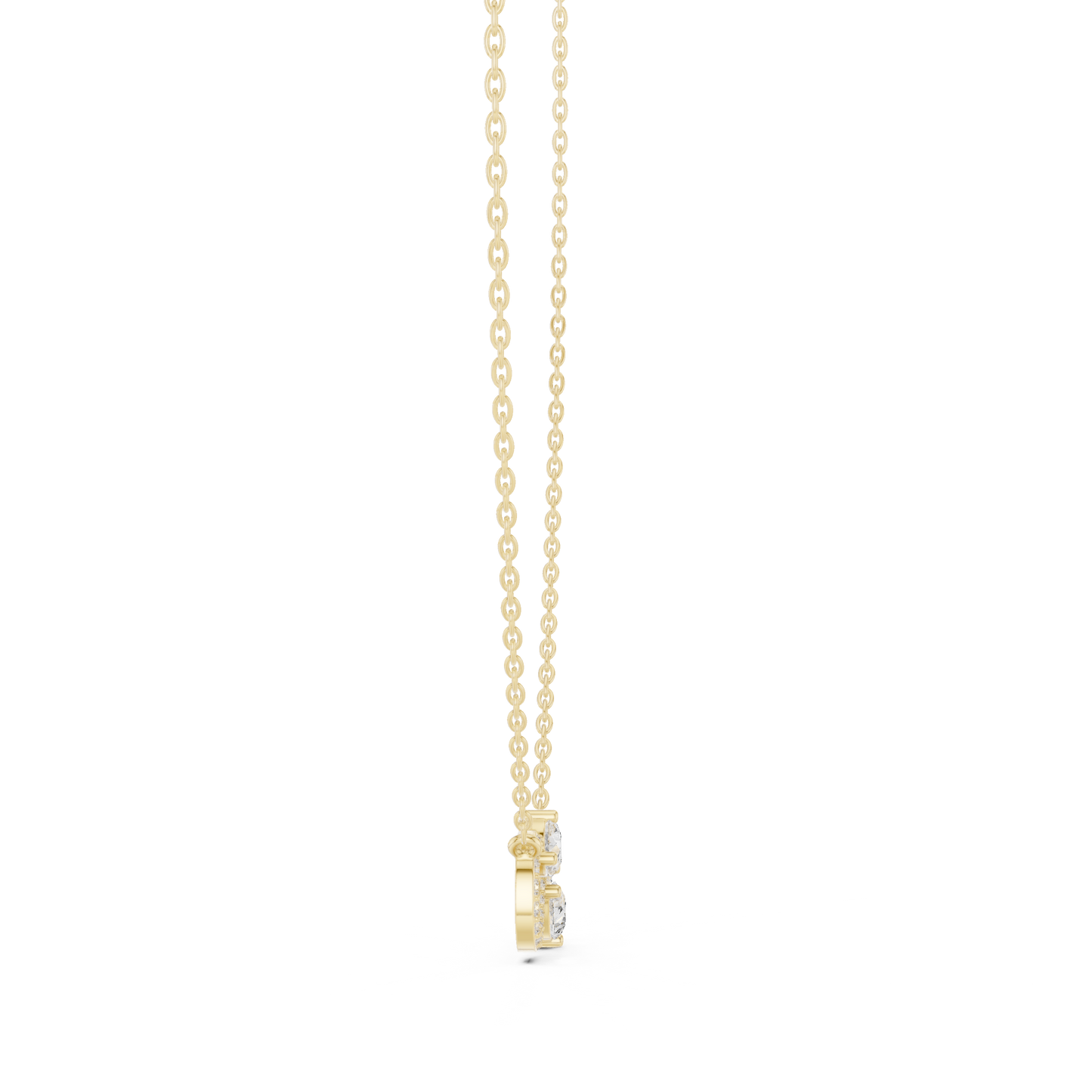 Round & Pear Shape Infinity Type  Shinning 14k Solid White Gold Diamond Pendant For Her