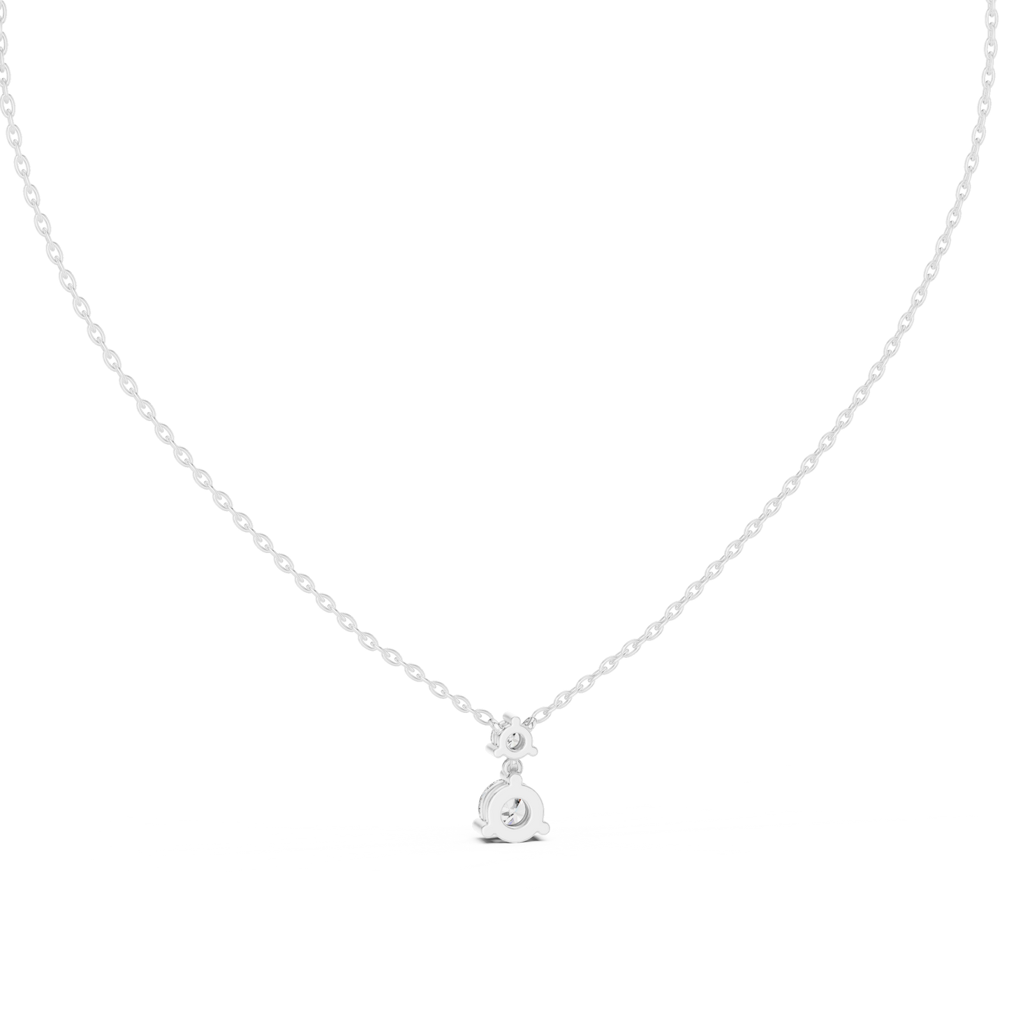 Round Shape 2 Stone Lab grown Classic Vintage 10k Solid White Gold Diamond Pendant For You