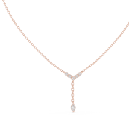 Round & Marquise Six Stone Lab Grown- Natural Full Sparkling Stunning Diamond Pendant For Women