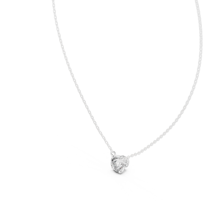 Round Shape Labgrown Diamond Pendant Dainty Solitaire Necklace For Women In 14K Gold