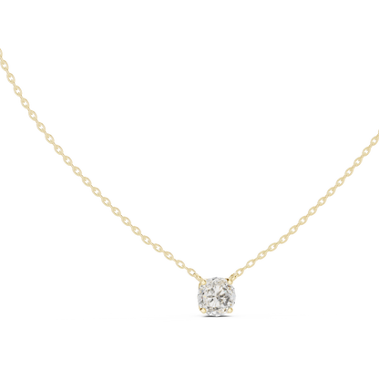 Round Shape Labgrown Diamond Pendant Dainty Solitaire Necklace For Women In 14K Gold