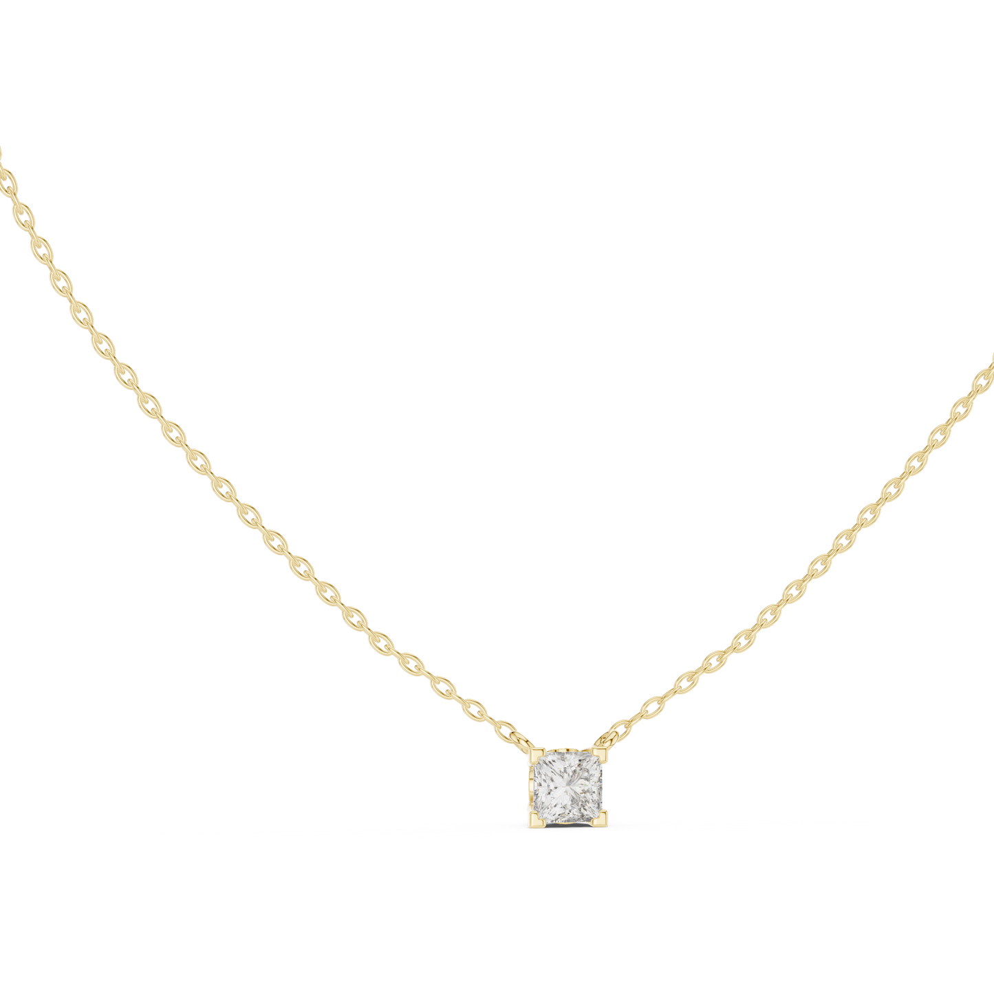 Princess Cut Solitaire Pendant Minimal Elegant Design In Gold Dainty Jewelry For Her