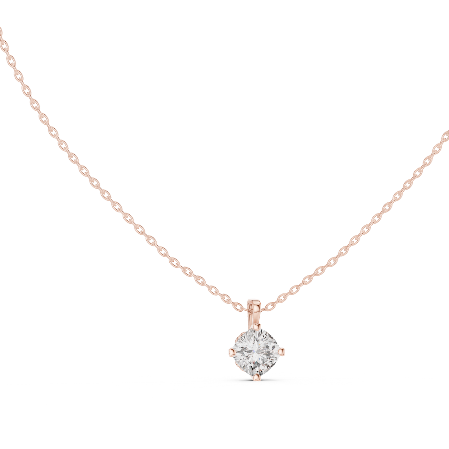 Solitaire Cushion Cut Langrown Sparkling Diamond Pendant For Her In 18K Solid Yellow Gold