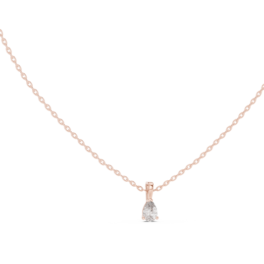 Classic 0.50 Ct Pear Cut Labgrown Diamond Solitaire Pendant For Her In 18K Solid Yellow Gold