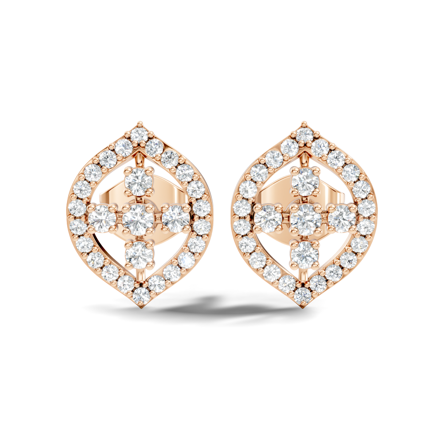 10k Solid White Gold Round Shape Lab Grown & Natural Diamond New Every Sparkle Diamond Earrings For Her