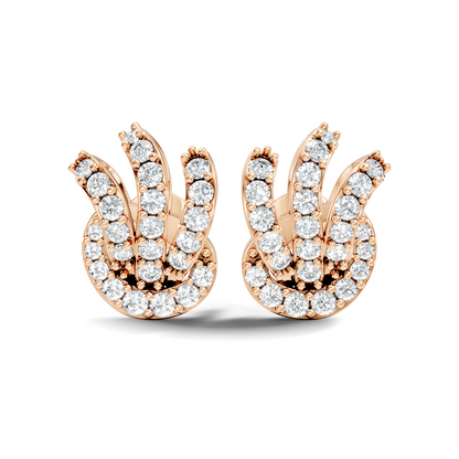 14k Solid Gold Round Shape Lab grown Diamond  Shinning Vintage Diamond Earrings For Her