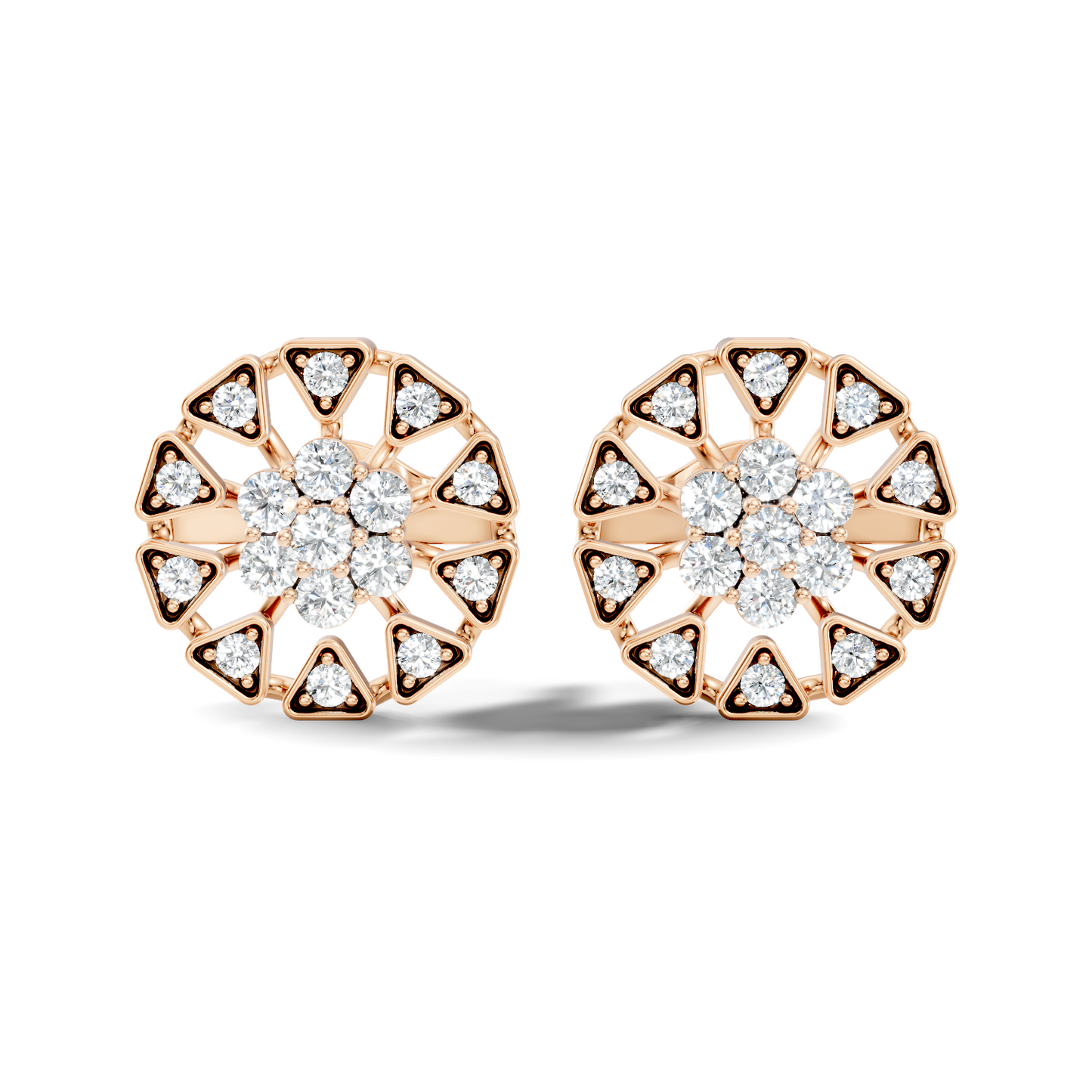 10k Solid Gold Round Shape Diamond Stunning Elegance Vintage Type  Studs Diamond Earrings