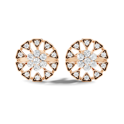 10k Solid Gold Round Shape Diamond Stunning Elegance Vintage Type  Studs Diamond Earrings