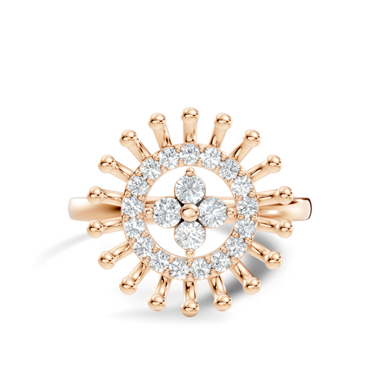 Vintage Round Cut Top Grade Daimond Unique Delicate Cluster Handcrafted Party Wear Ring For Women's