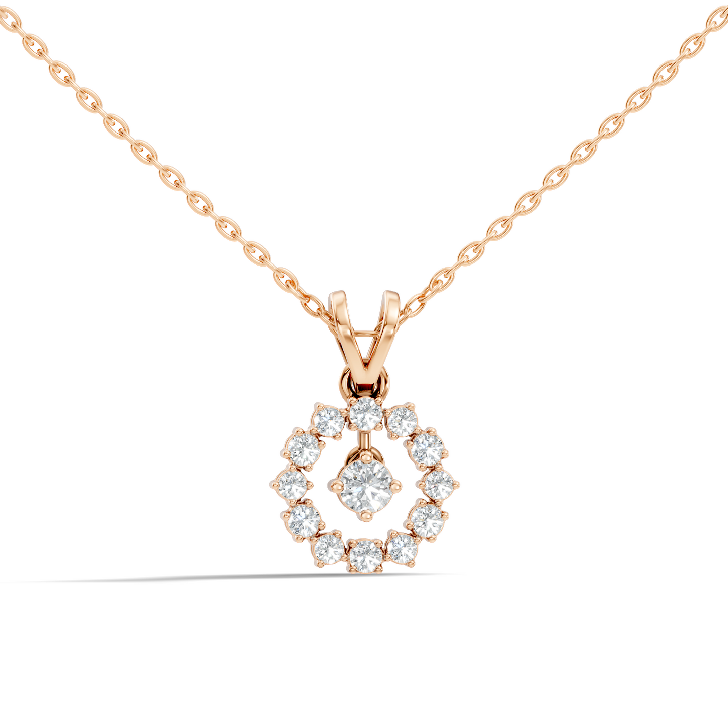 Stunning 0.38 Ct Round Diamond Charm Pendant 18K White Gold Jewelry For Women