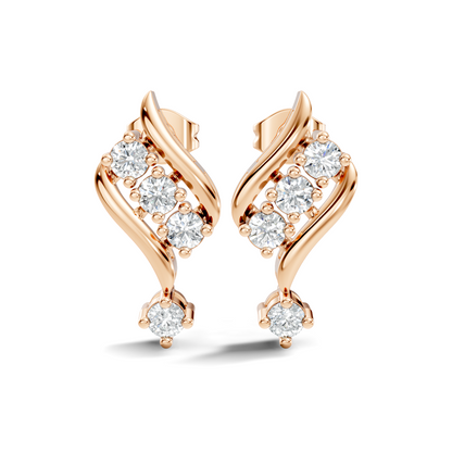 Round Shapes Lab Grown Diamond 18k Solid Gold Shiny Vintage Diamond Earrings For Birthday