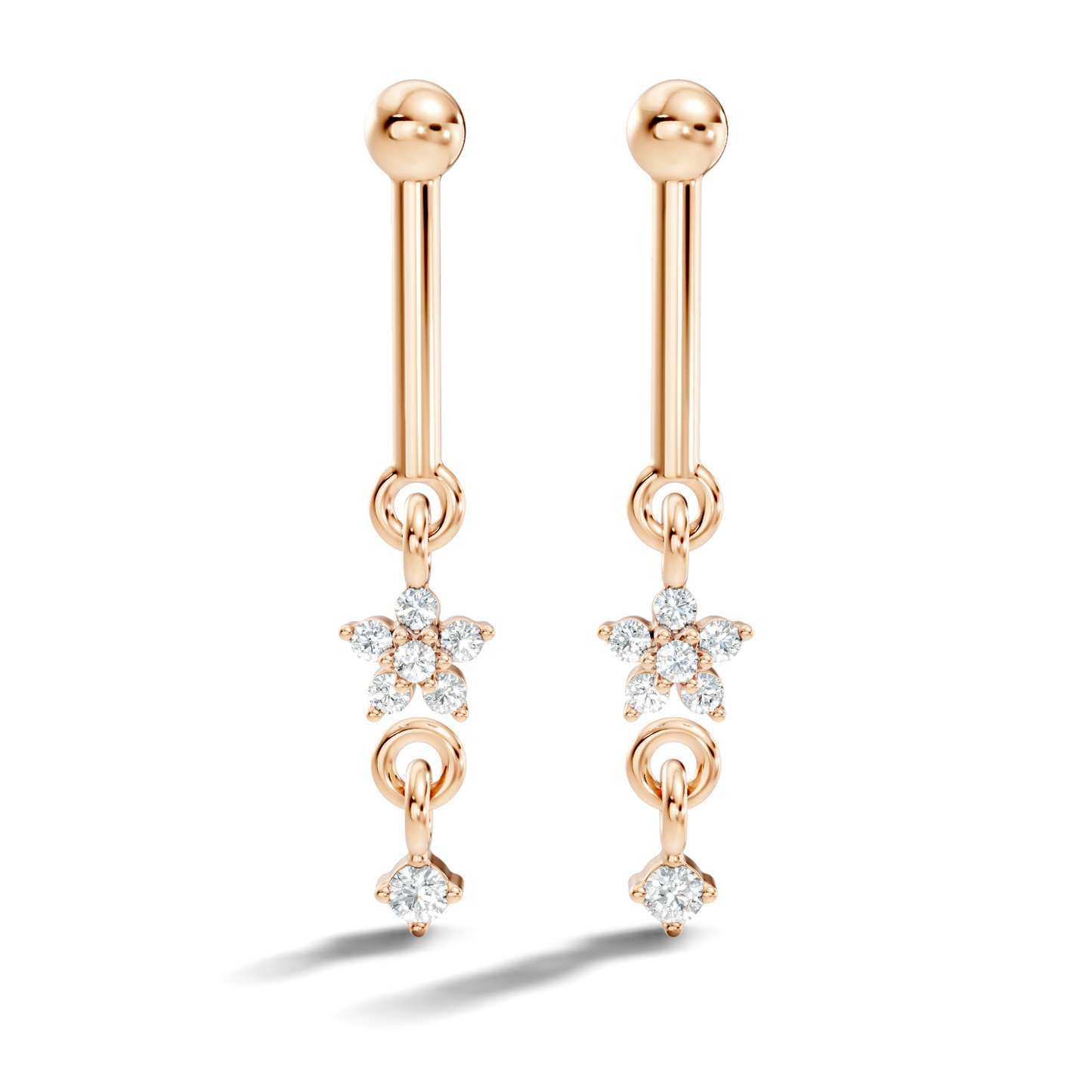 18k Solid Gold Round Shape Natural & Lab Grown Diamond New Classic Studs Women Diamond Earrings