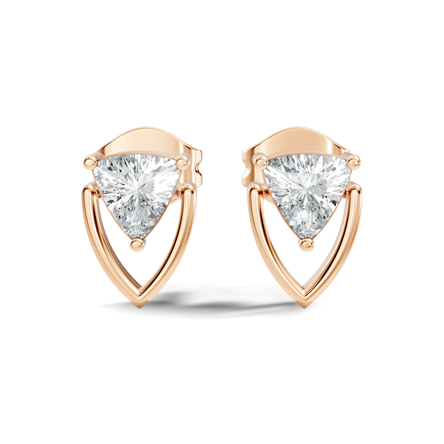 Trillion Cut Lab Grown Diamond 14k Solid White Gold Classic Affordable Diamond Earrings For Her