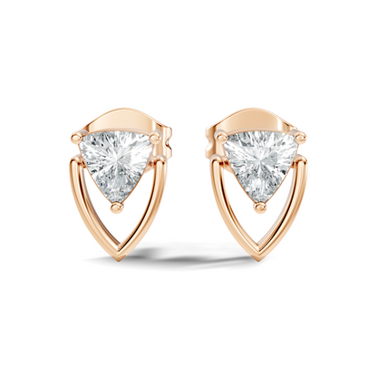 Trillion Cut Lab Grown Diamond 14k Solid White Gold Classic Affordable Diamond Earrings For Her