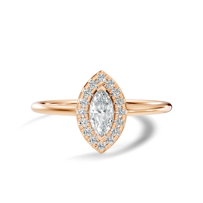 Lab Grown Marquise Diamond Halo Solitaire Ring