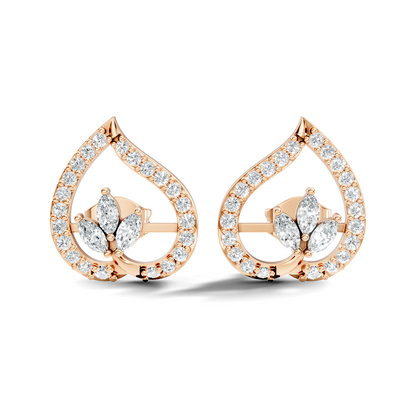Marquise & Round Shape Natural & Lab Grown Diamond Stunning New Style Earrings For Girl