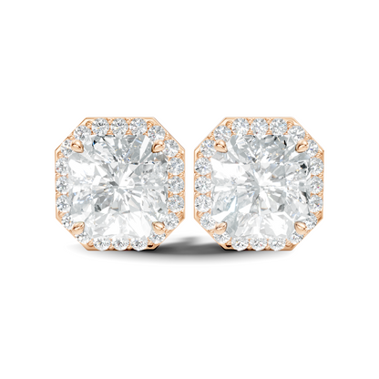 Radiant Square & Round Shape 4.02 Ct  Lab Grown Diamond 14k Solid Gold Stunning New Classic Studs Diamond Earrings For Her Gift