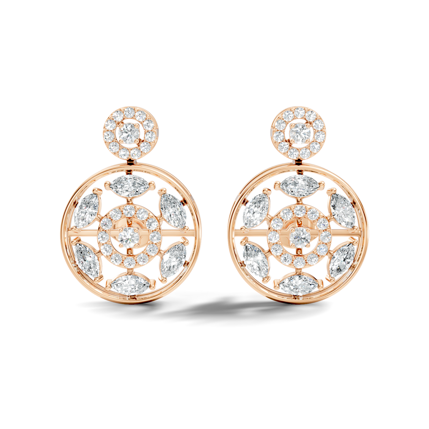 1.80 Ct Marquise & Round Shape Natural & Lab grown Diamond 14k solid White Gold New Every Wear fabulous Earrings For Her