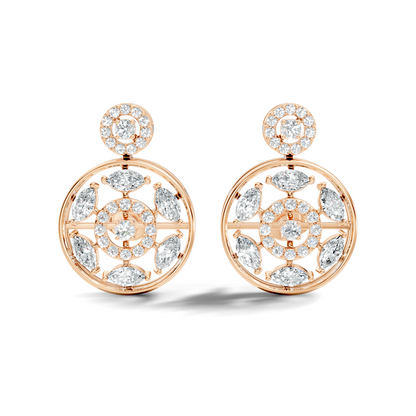 1.80 Ct Marquise & Round Shape Natural & Lab grown Diamond 14k solid White Gold New Every Wear fabulous Earrings For Her