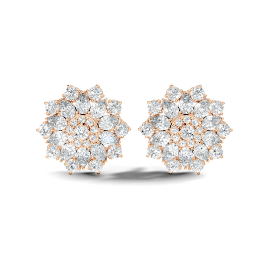 Pear & Round shape Natural & Lab Grown Diamond 18k Solid Rose Gold 3.35 Ct Diamond Earrings For Her Wedding