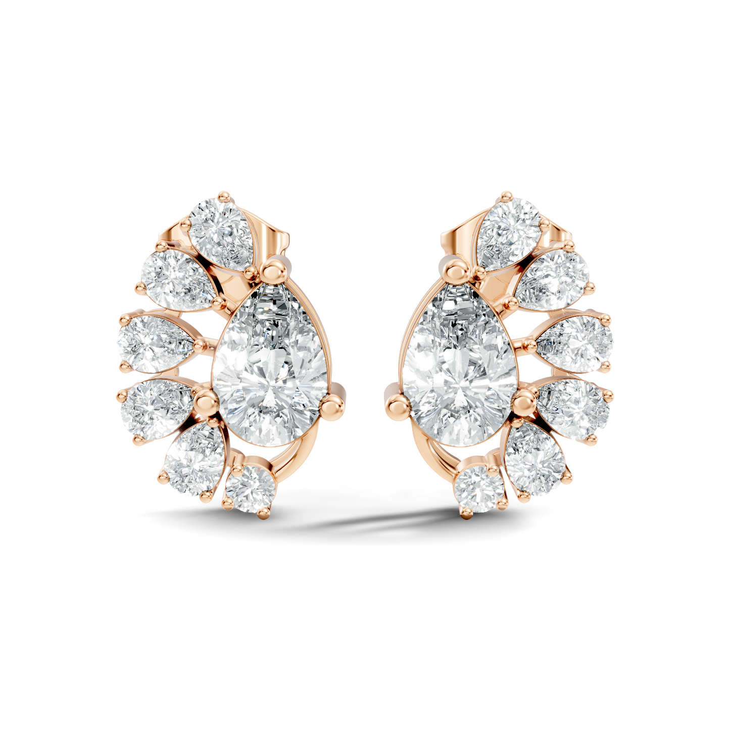 Round & Pear Shape Lab Grown Diamond 2.34 Ct With 18k Solid Gold Occasionally Wear Diamond Earrings